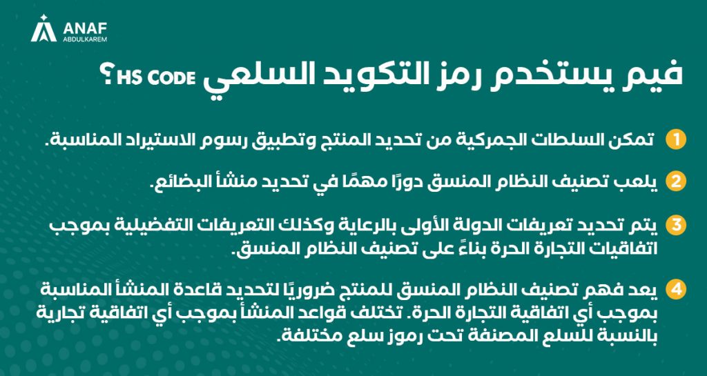 استخدامات نظام التكويد السلعي hs code