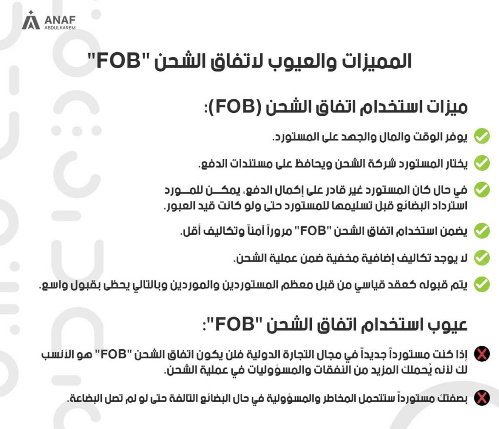 مزايا وعيوب fob
